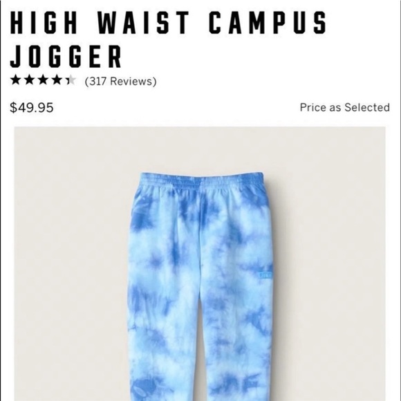 Vs pink high waist campus jogger fleece crew sweatshirt skyline blue tie dye - Picture 4 of 15